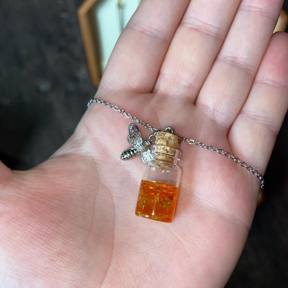 Honey Jar and Bee Necklace